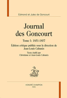 JOURNAL DES GONCOURT TOMEI 1854-1857