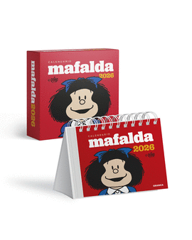 MAFALDA 2026 CALENARIO ESCRITORIO ROJO CON CAJA