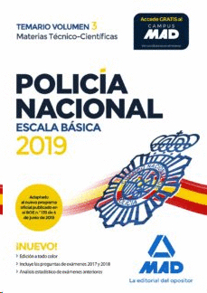 POLICA NACIONAL ESCALA BSICA. TEMARIO VOLUMEN 3 MATERIAS TCNICO-CIENTFICAS