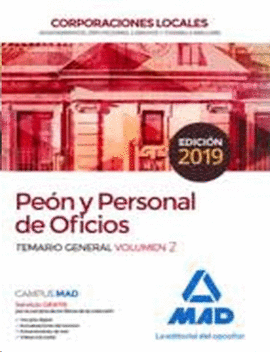 PEN Y PERSONAL  DE OFICIOS DE CORPORACIONES LOCALES.  TEMARIO GENERAL VOLUMEN 2