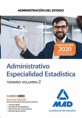 ADMINISTRATIVO ESPECIALIDAD ESTAD�STICA TEMARIO VOL 2 ADMINISTRACI�N DEL ESTADO