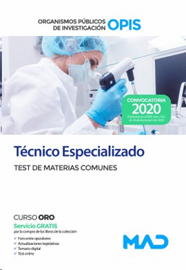TECNICO ESPECIALIZADO OPIS TEST DE MATERIAS COMUNES