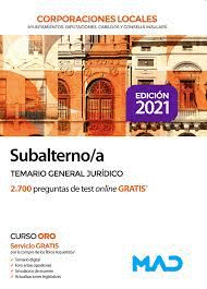 SUBALTERNO/A CORPORACIONES LOCALES TEMARIO JUR�DICO