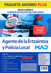 PAQUETE AHORRO PLUS ERTZAINTZA Y POLICÍA LOCAL. AHORRA 74 € (INCLUYE TEMARIOS 1,