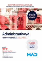 ADMINISTRATIVO/A DE CORPORACIONES LOCALES TEMARIO GENERAL VOL 3