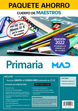 PAQUETE AHORRO CUERPO DE MAESTROS PRIMARIA. AHORRA 31 � (INCLUYE EN PAPEL: TEMAR