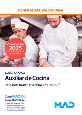 AUXILIAR DE COCINA (SUBGRUPO C2) TEMARIO PARTE ESPECIAL VOL 2