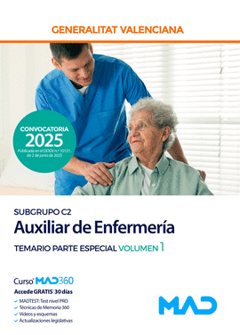 AUXILIAR DE ENFERMER�A (SUBGRUPO C2) TEMARIO PARTE ESPECIAL VOL 1 GENERALITAT VALENCIANA