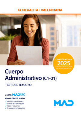CUERPO ADMINISTRATIVO (C1-01) TEST DEL TEMARIO GENERALITAT VALENCIANA