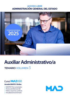 AUXILIAR ADMINISTRATIVO/A TEMARIO VOL 3 (TURNO LIBRE)
