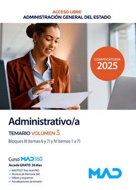 ADMINISTRATIVO/A TEMARIO VOL 3 ACCESO LIBRE