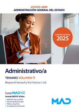 ADMINISTRATIVO/A TEMARO VOL 4 ACCESO LIBRE