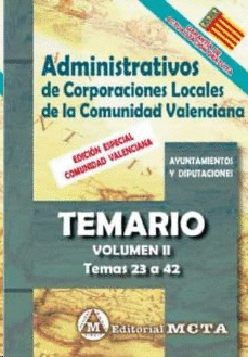 ADMINISTRATIVOS DE CORPORACIONES LOCALES DE LA COMUNIDAD VALENCIANA TEMARIO VOLU