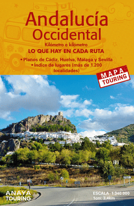MAPA DE CARRETERAS DE ANDALUC�A OCCIDENTAL (DESPLEGABLE), ESCALA 1:340.000