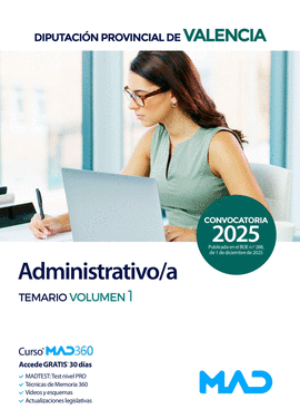 ADMINISTRATIVO/A TEMARIO VOL 1 DIPUTACI�N PROVINCIAL DE VALENCIA