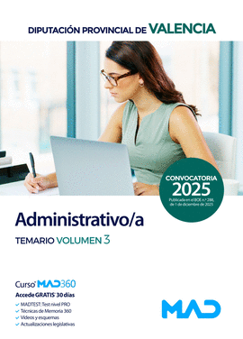 ADMINISTRATIVO/A TEMARIO VOL 3 DIPUTACI�N PROVINCIAL DE VALENCIA