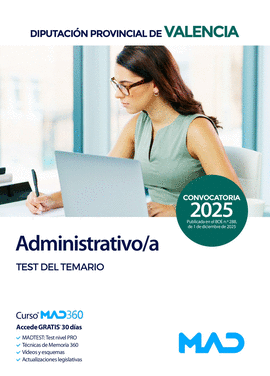 ADMINISTRATIVO/A TEST DEL TEMARIO DIPUTACI�N PROVINCIAL DE VALENCIA