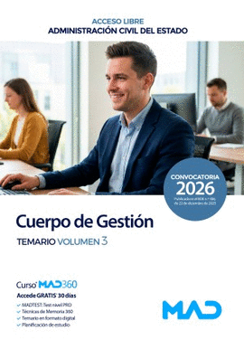 CUERPO DE GESTI�N DE LA ADMINISTRACI�N CIVIL DEL ESTADO TEMARIO VOL 3 (ACCESO LIBRE)